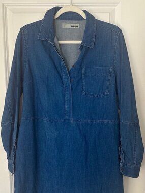 Top Shop Moto light denim shirt dress long sleeve belt size